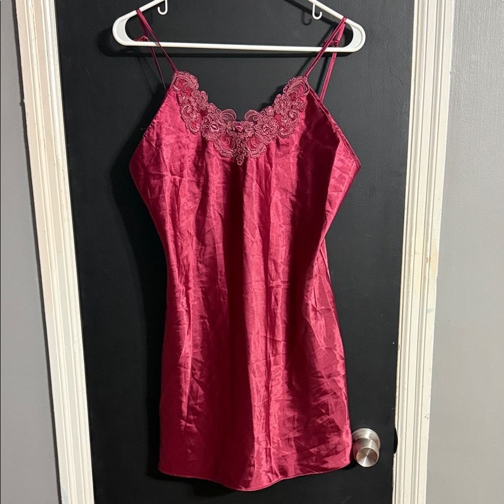 Kathy Ireland Intimates Vintage 90s Satin Nightie Lace Size: M